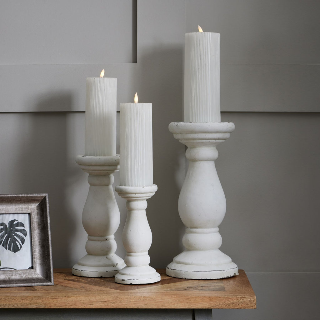 Large Matt White Ceramic Candle Holder – alternate view 4