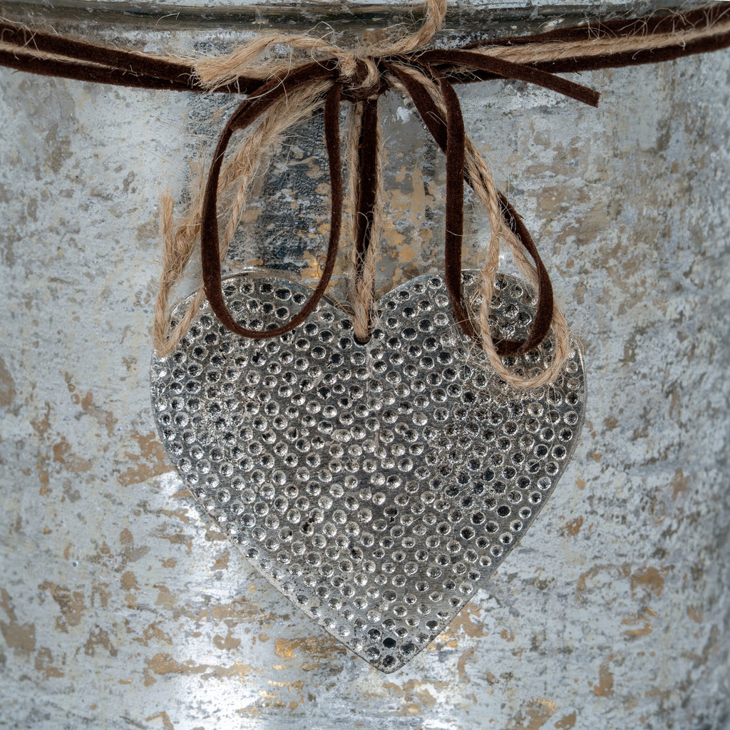 Mercury Hammered Heart Large Candle Holder – alternate view 3