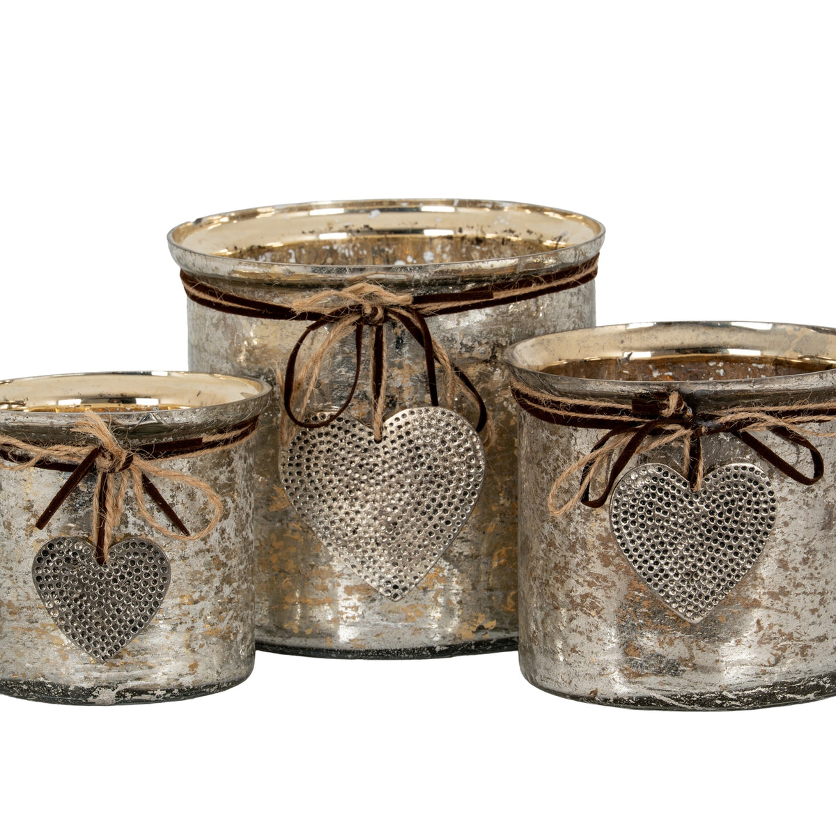 Mercury Hammered Heart Large Candle Holder – alternate view 5
