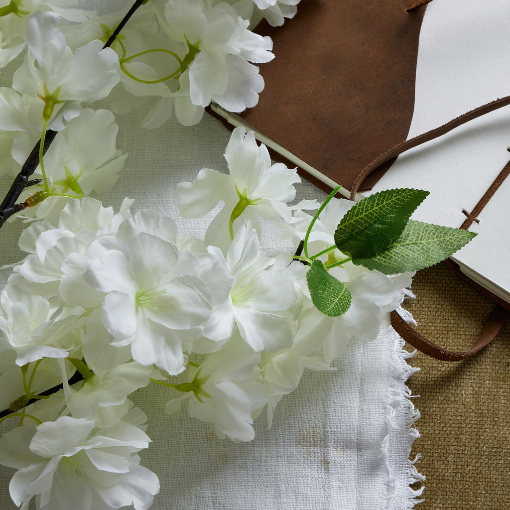 Large White Full Cherry Blossom Stem – alternate view 2