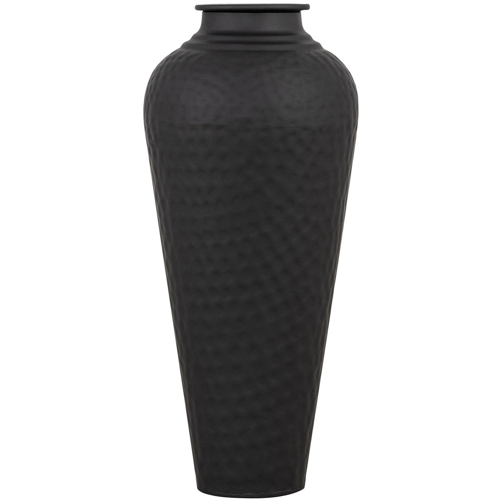 Matt Black Hammered Vase With Lid – alternate view 2