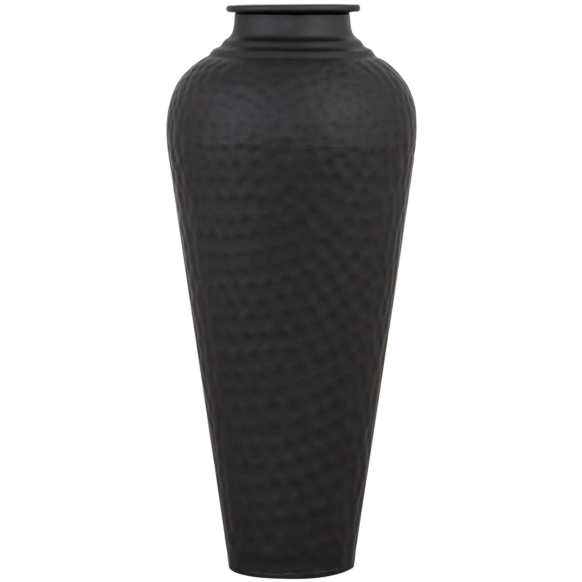 Matt Black Hammered Vase With Lid – alternate view 2