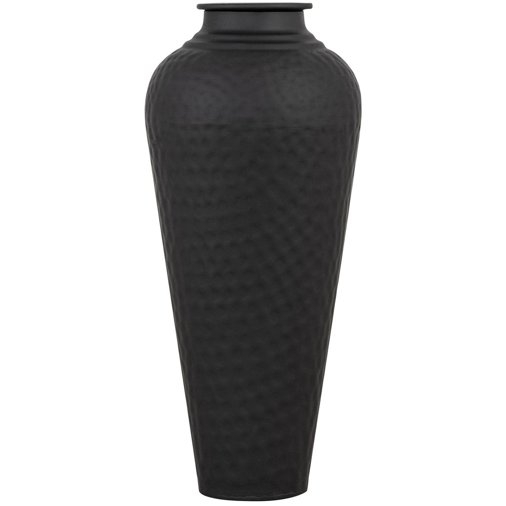Matt Black Hammered Vase With Lid – alternate view 3