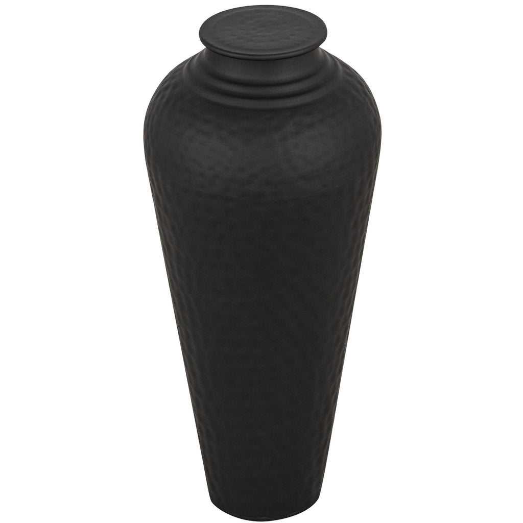 Matt Black Hammered Vase With Lid – alternate view 4