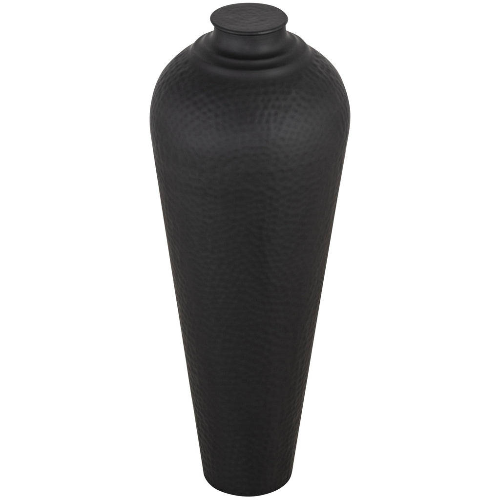Matt Black Medium Hammered Vase With Lid – alternate view 3
