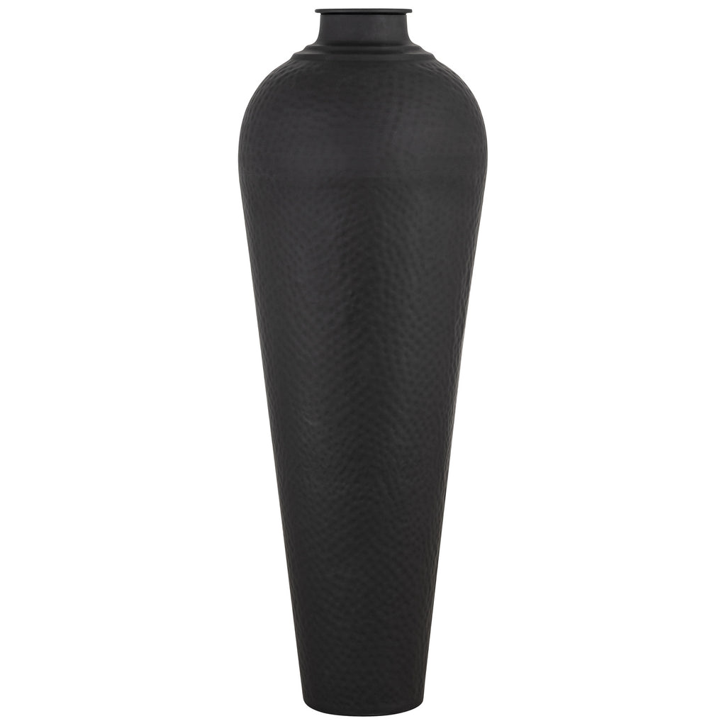 Matt Black Large Hammered Vase With Lid – alternate view 2