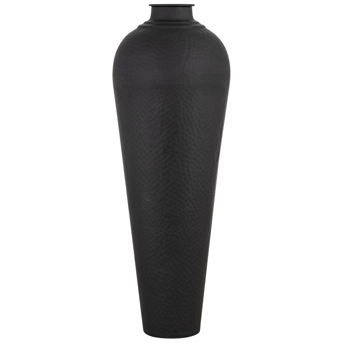 Matt Black Large Hammered Vase With Lid – alternate view 2