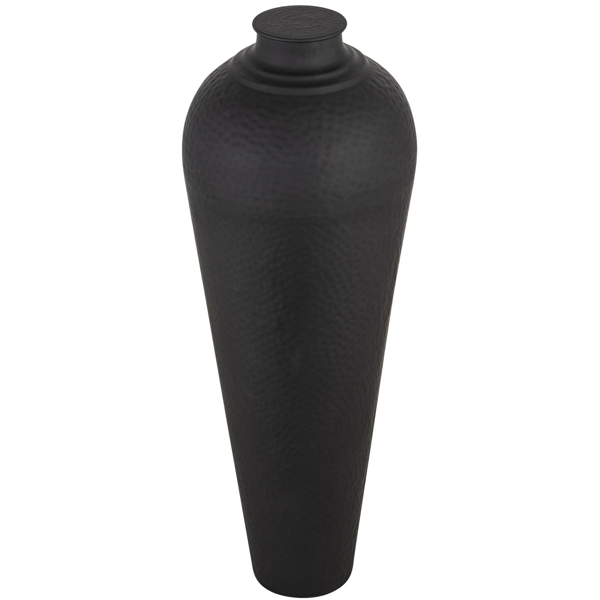 Matt Black Large Hammered Vase With Lid – alternate view 3
