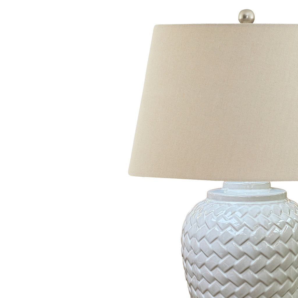 Woven Ceramic Table Lamp With Linen Shade – alternate view 3
