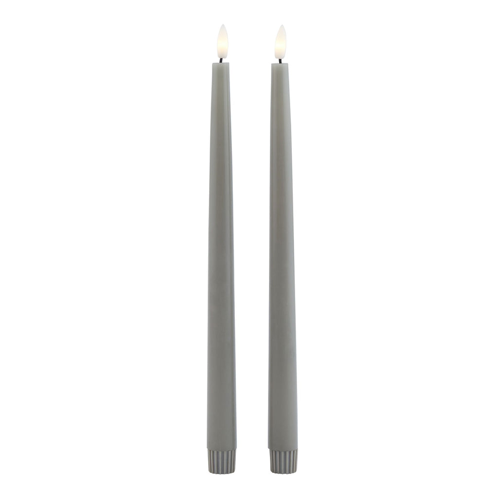 Luxe Collection S/2 Grey LED Wax Dinner Candles – alternate view 2