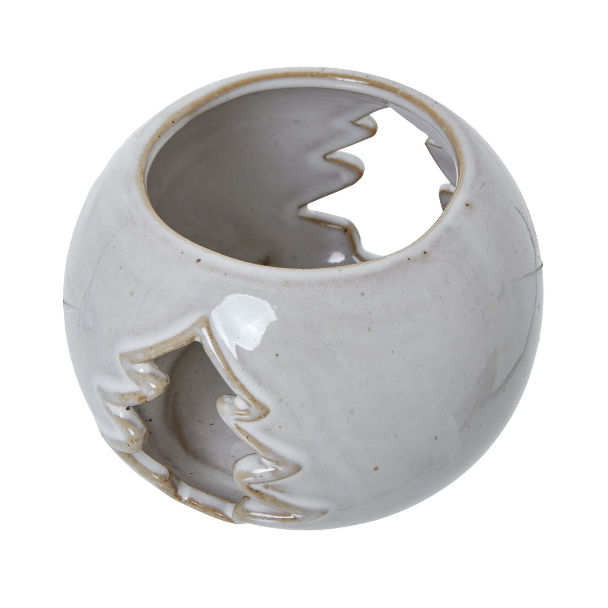 White Ceramic Tree Cut-Out Round Tealight Holder – alternate view 2