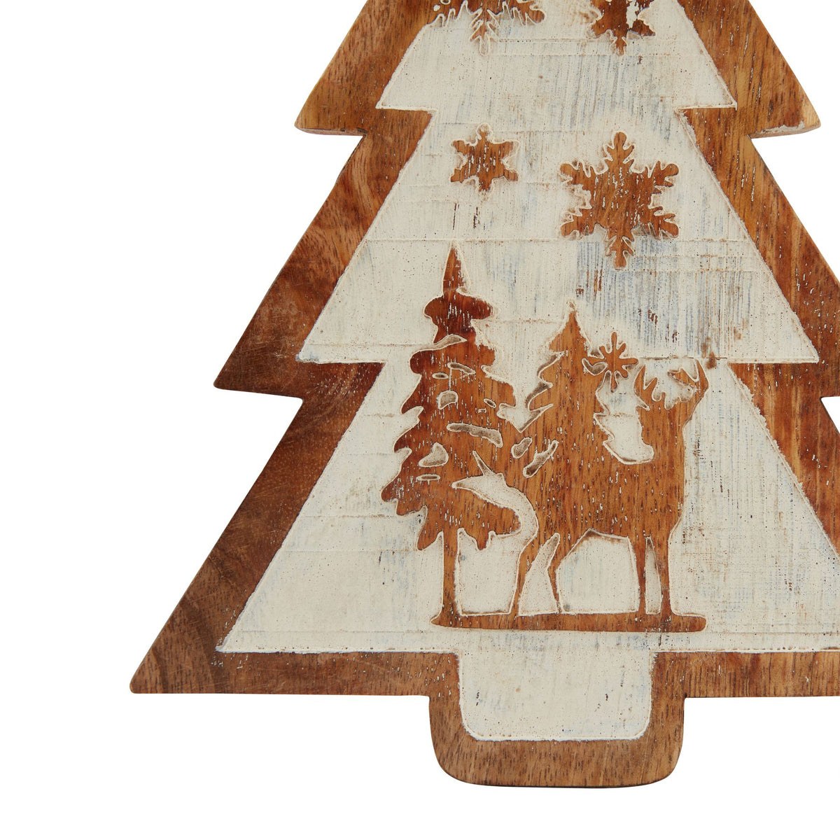 Natural Wooden Snow Scene Tree Decoration – alternate view 2