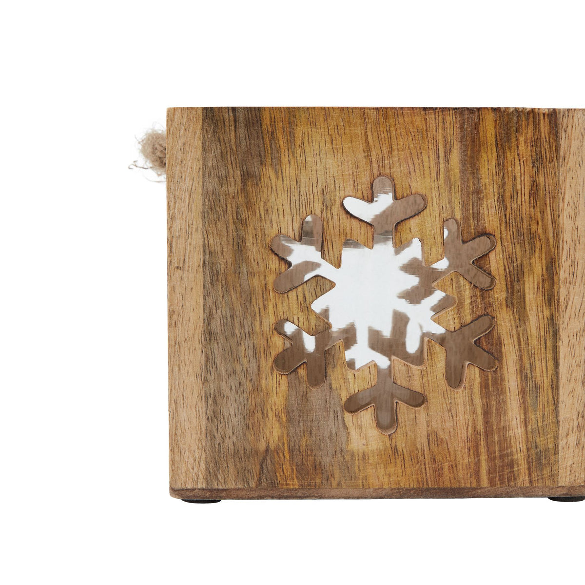 Natural Wooden Snowflake Tealight Candle Holder – alternate view 3