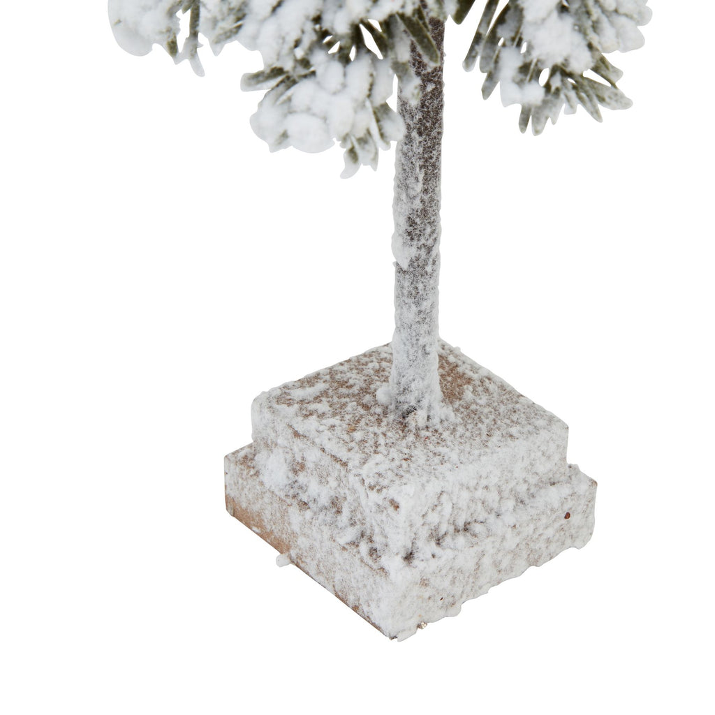 Small Snowy Cedar Tree On Wood Block – alternate view 3