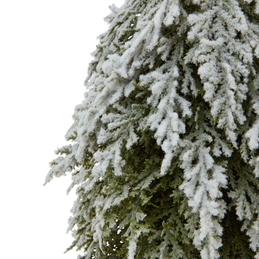 Small Snowy Fir Tree On Tall Wood Log – alternate view 3