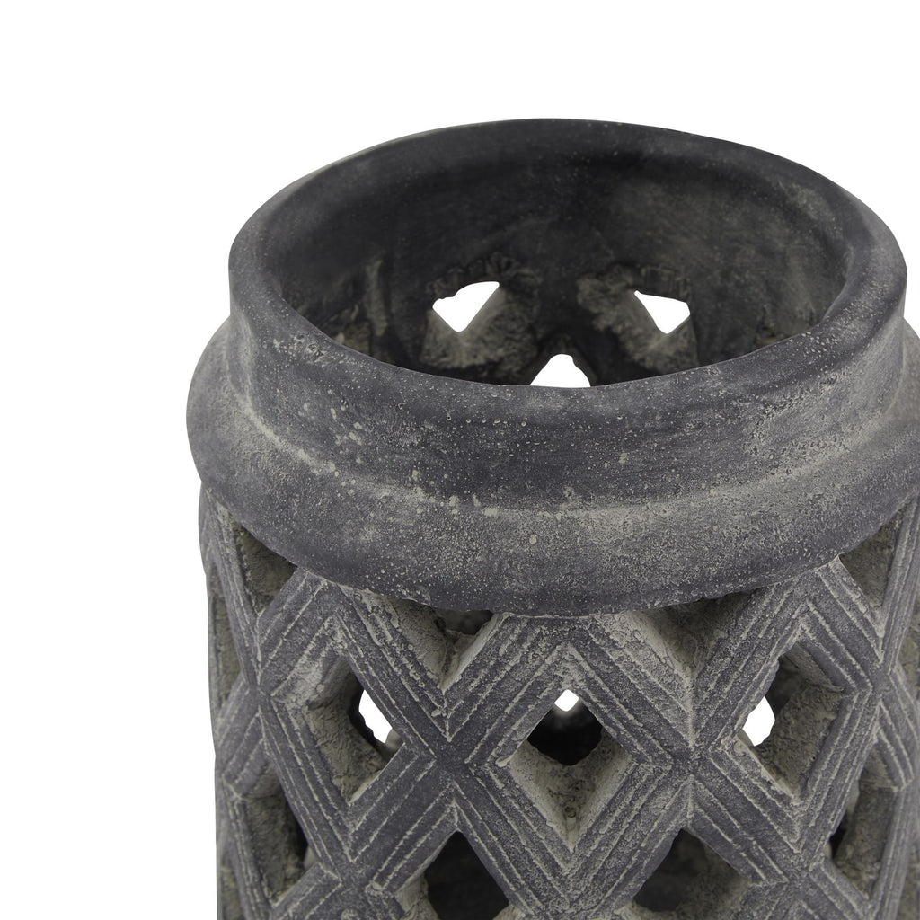 Amalfi Grey Large Lattice Lantern – alternate view 2