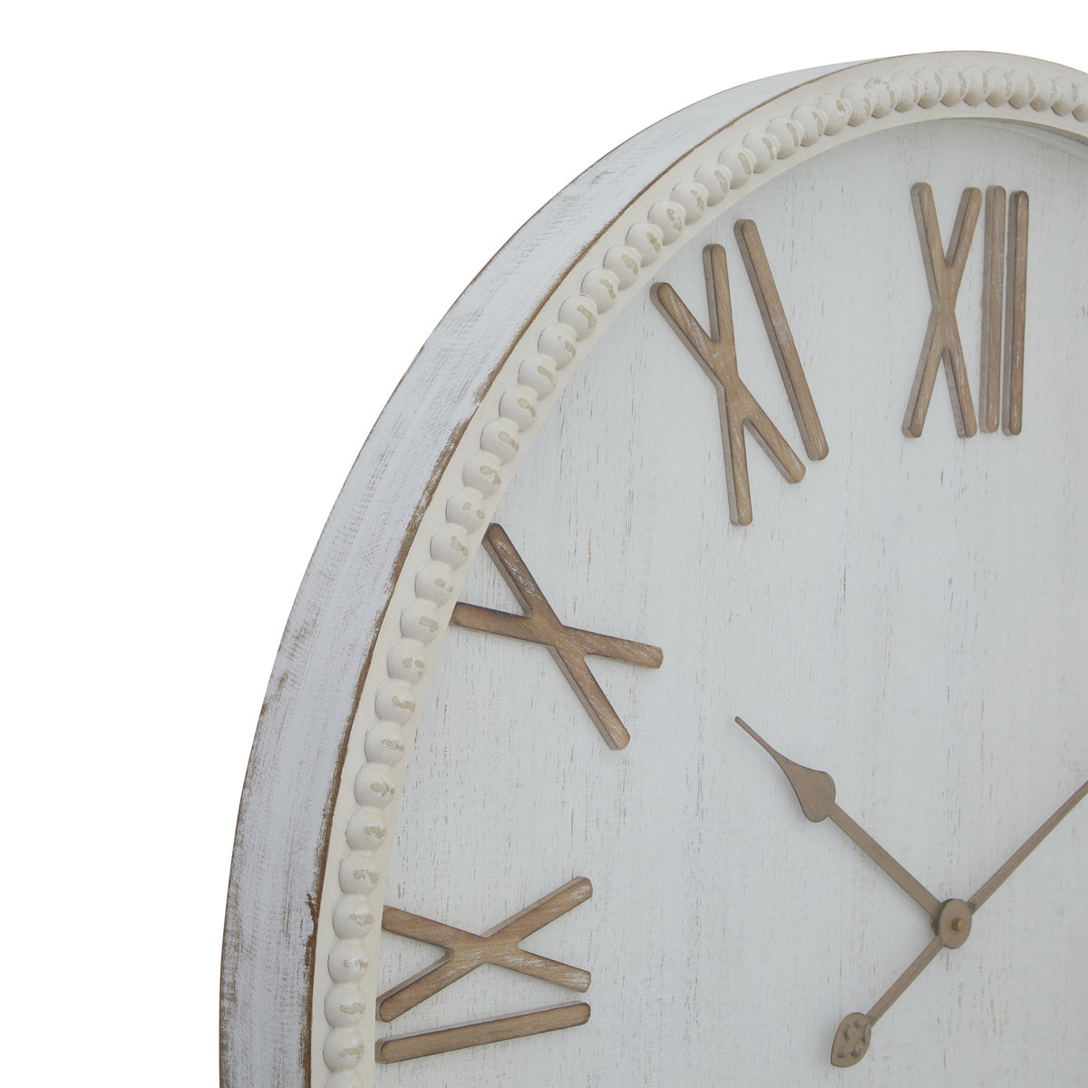 Large Rustic White Clock With Beaded Frame – alternate view 3