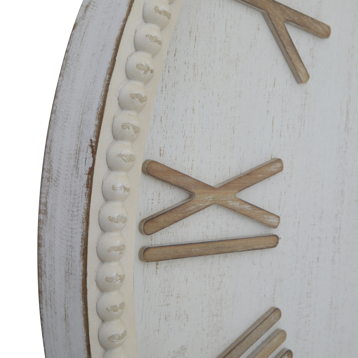 Large Rustic White Clock With Beaded Frame – alternate view 4