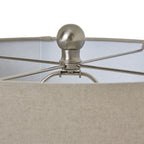 Squat White Beaded Ceramic Lamp With Linen Shade – alternate view 4