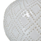 Squat White Beaded Ceramic Lamp With Linen Shade – alternate view 5