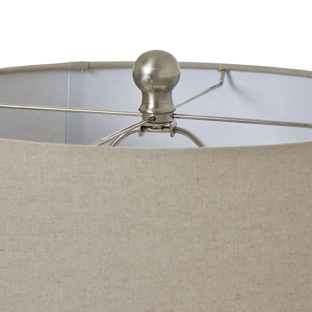 White Beaded Ceramic Lamp With Linen Shade – alternate view 2