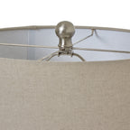 White Beaded Ceramic Lamp With Linen Shade – alternate view 2