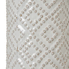 White Beaded Ceramic Lamp With Linen Shade – alternate view 3