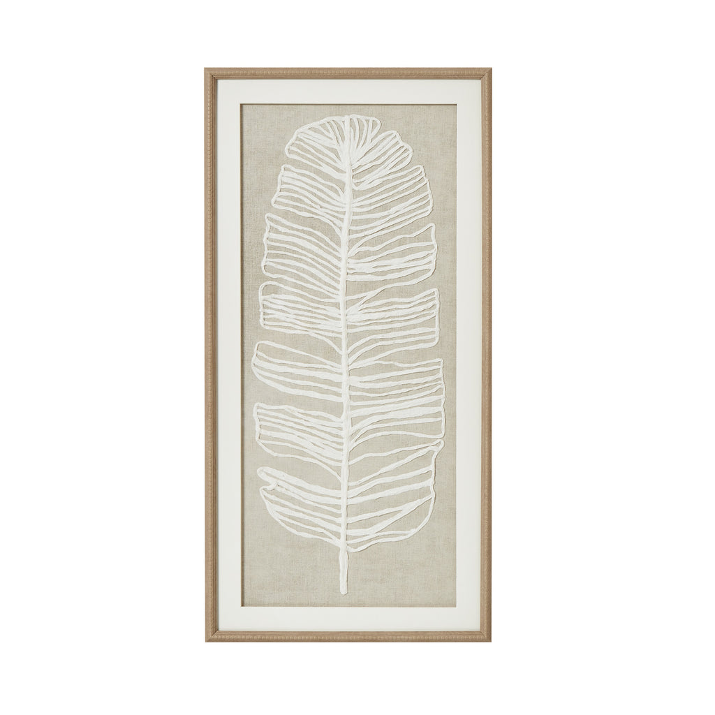 Large Plume White Feather Art Mounted In Beaded Frame – alternate view 2
