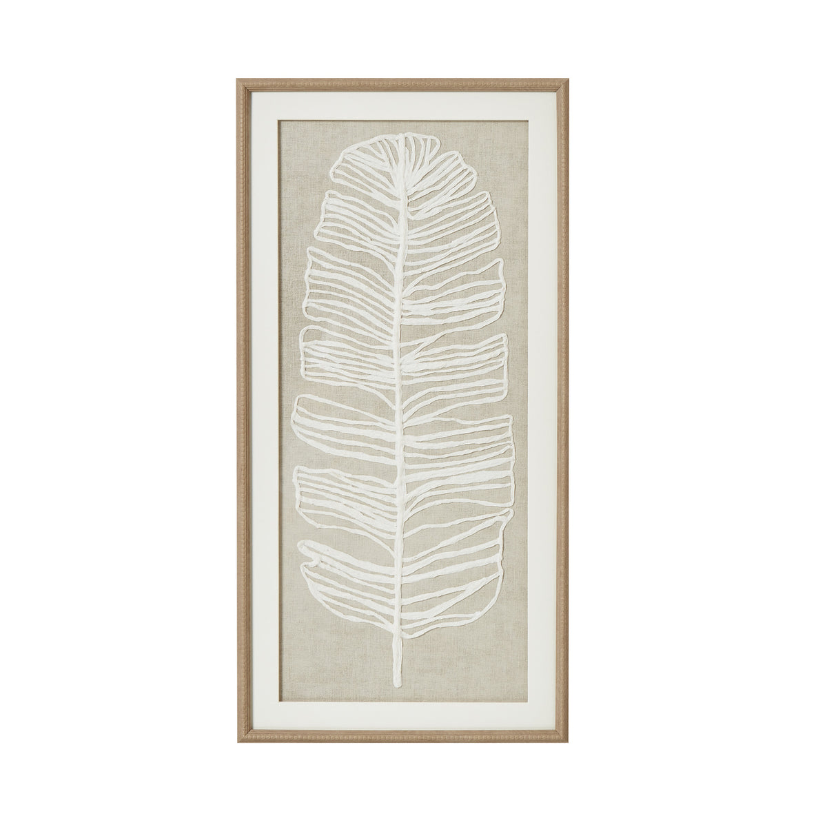 Large Plume White Feather Art Mounted In Beaded Frame – alternate view 2