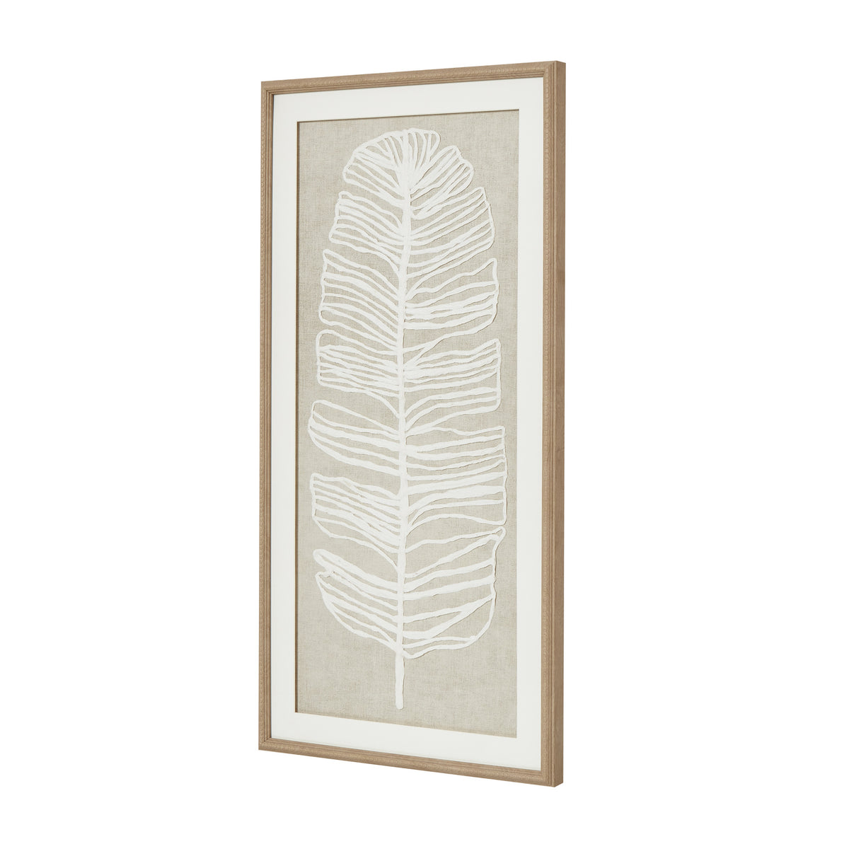 Large Plume White Feather Art Mounted In Beaded Frame – alternate view 3