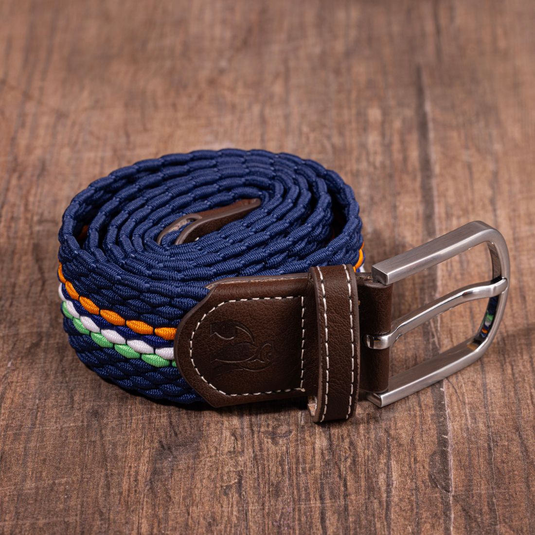 Orange & Green Fine Stripe Recycled Woven Belt