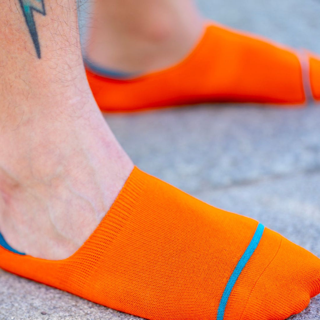 Neon Orange No-Show Bamboo-Blend Socks