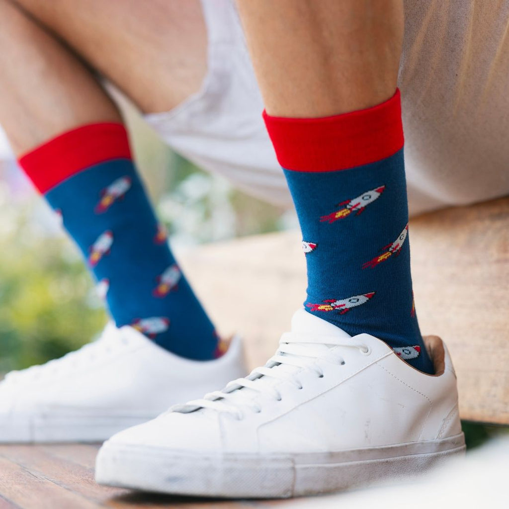 Rocket Matching Bamboo-Blend Sock Set, Adult & Child