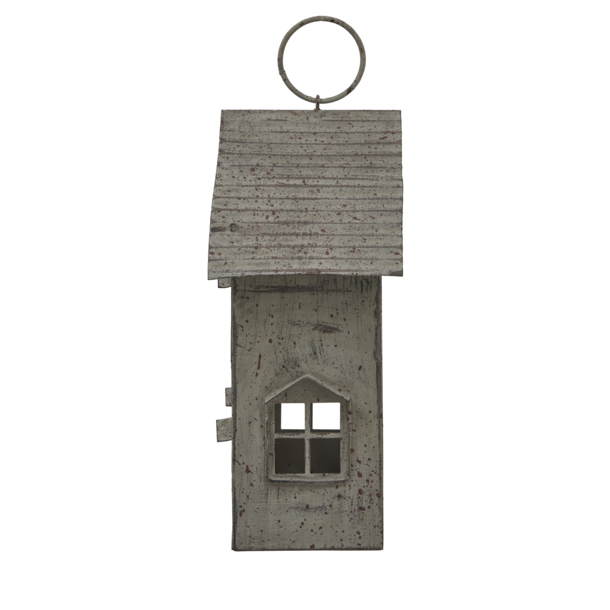 Rustic Metal Hanging House With Tealight Holder