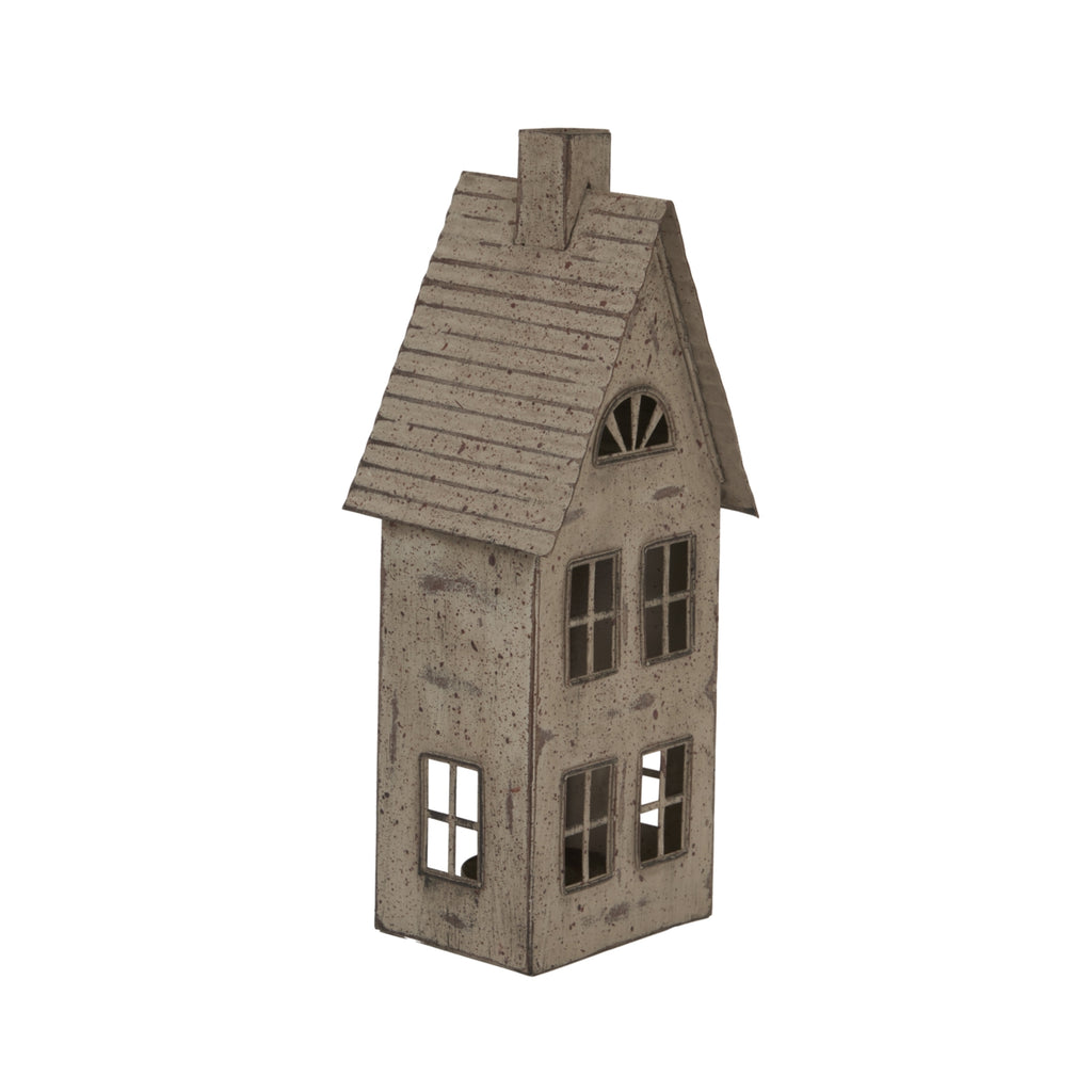 Tall Rustic Metal House With Tealight Holder