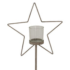 Large Natural Rustic Star On Wood Stand With Glass Votive