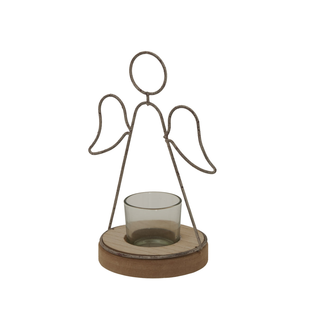 Rustic Outline Angel Tealight On Stand With Glass Votive – alternate view 2