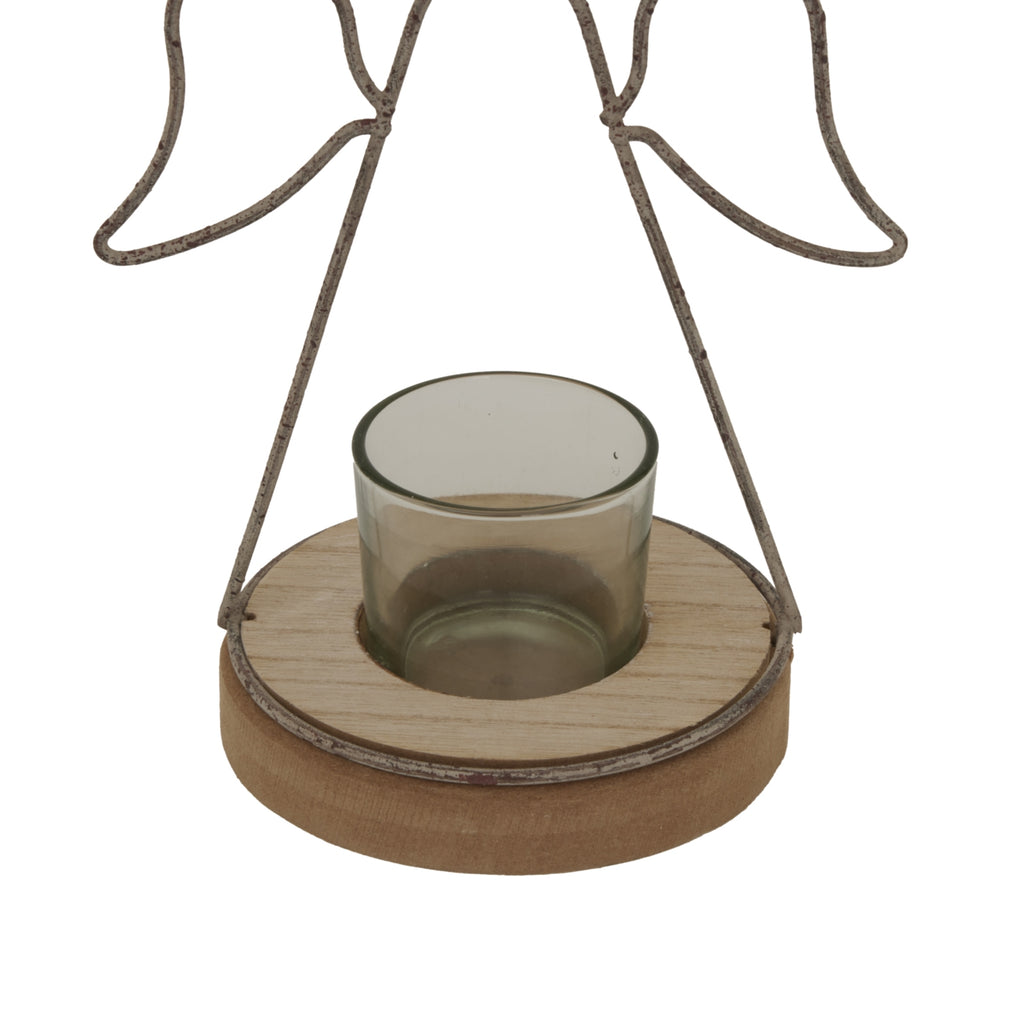 Rustic Outline Angel Tealight On Stand With Glass Votive – alternate view 3