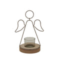 Rustic Outline Angel Tealight On Stand With Glass Votive