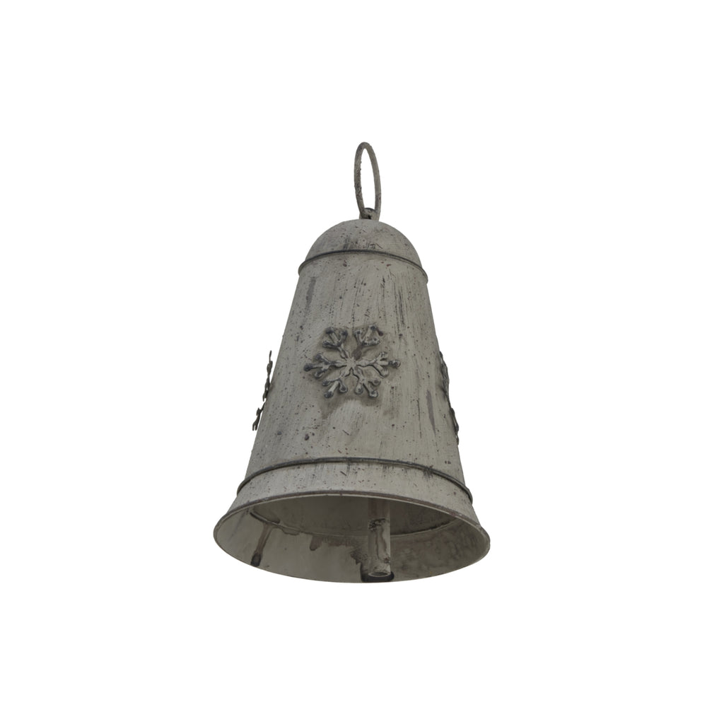 Medium Rustic Metal Hanging Bell With Snowflake – alternate view 2