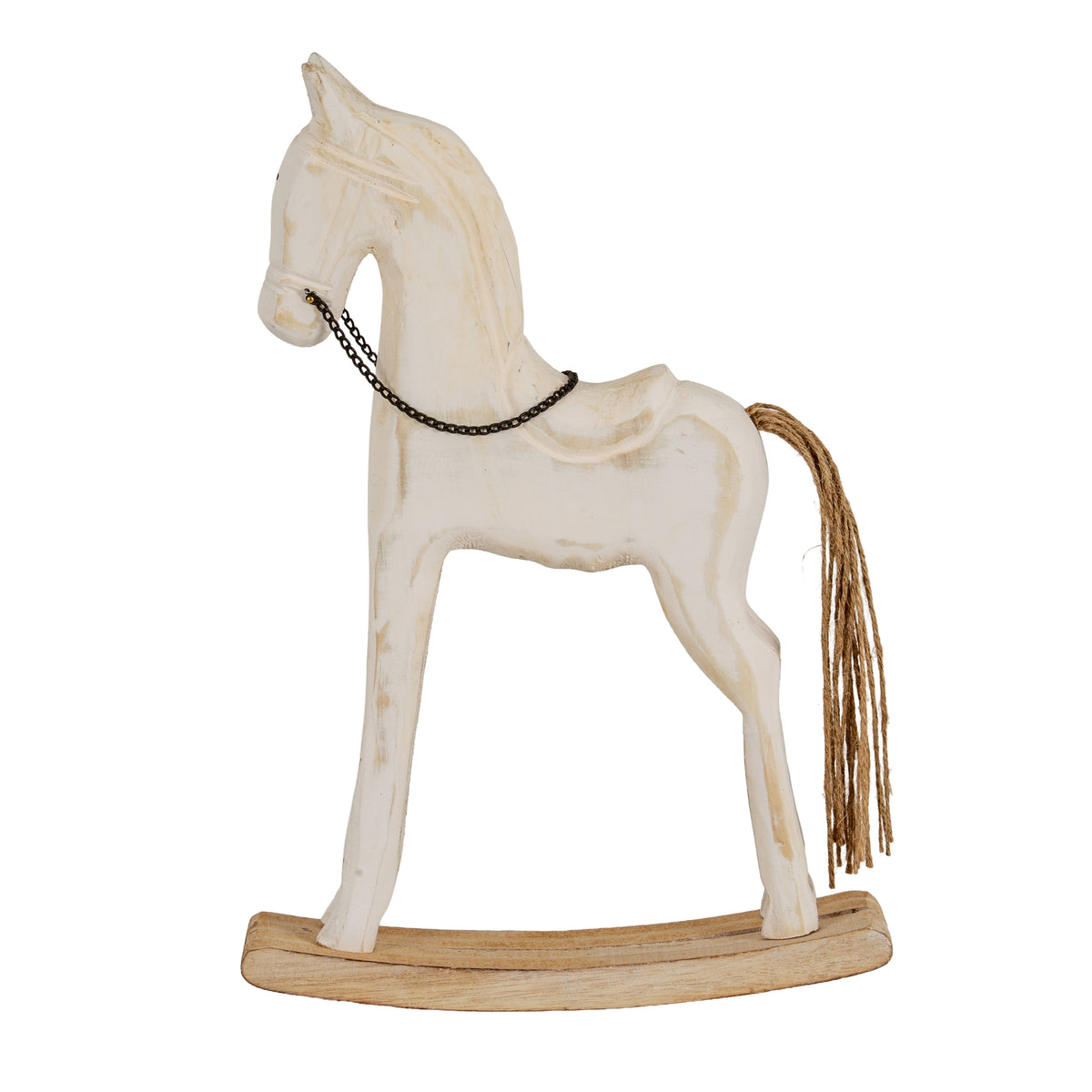 Large Whitewashed Rustic Rocking Horse