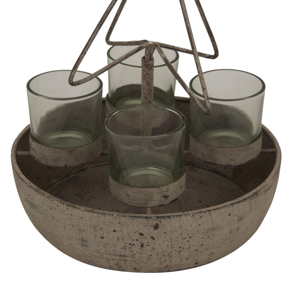 Rustic Outline Tree And Star With Four Glass Votives – alternate view 3