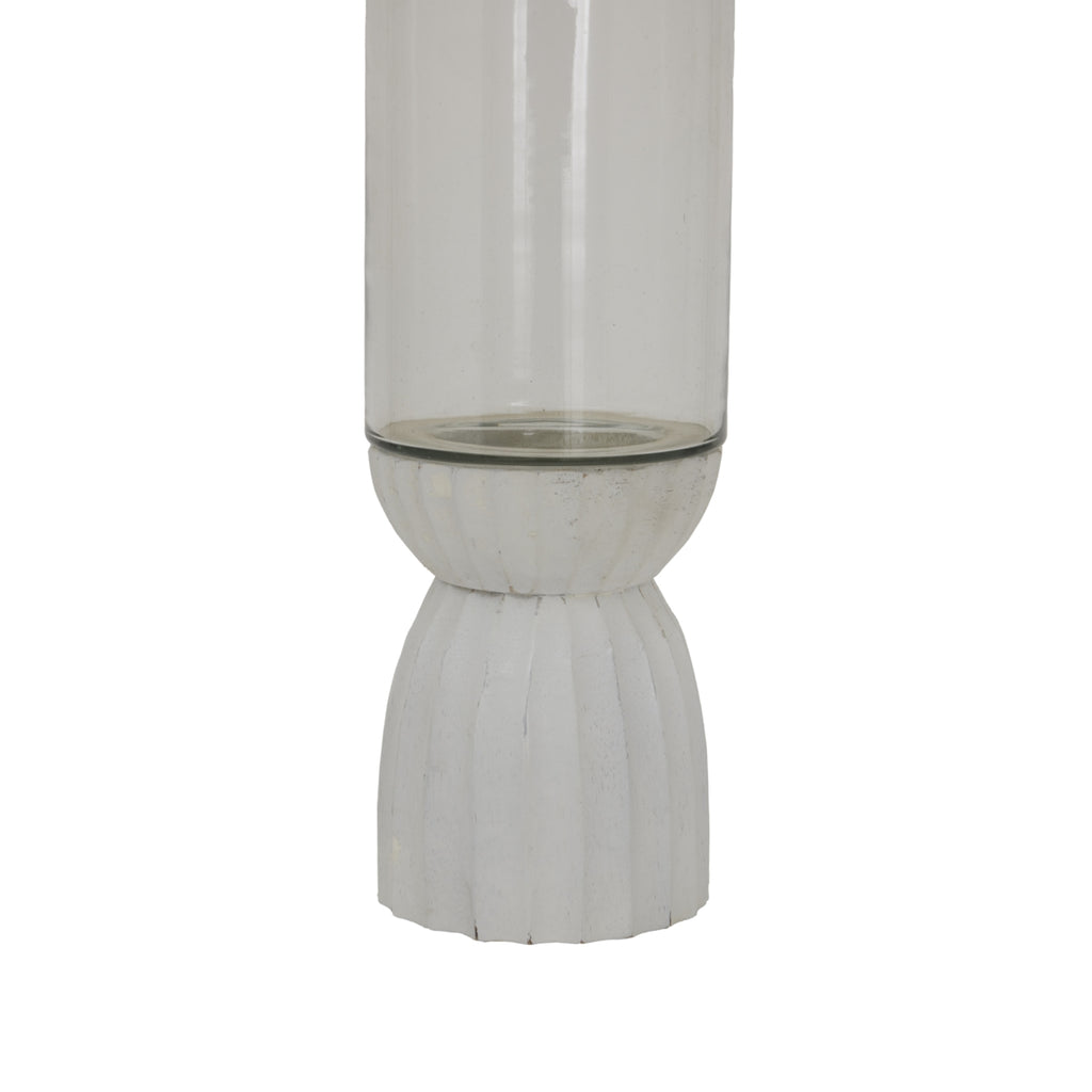 White Carved Hurricane Lantern – alternate view 2