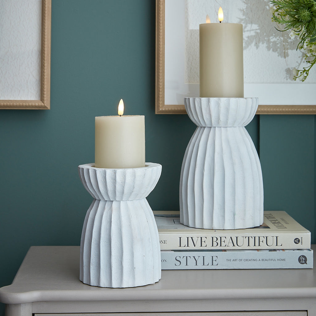 White Carved Hurricane Lantern – alternate view 4