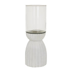 Large White Carved Hurricane Lantern – alternate view 2