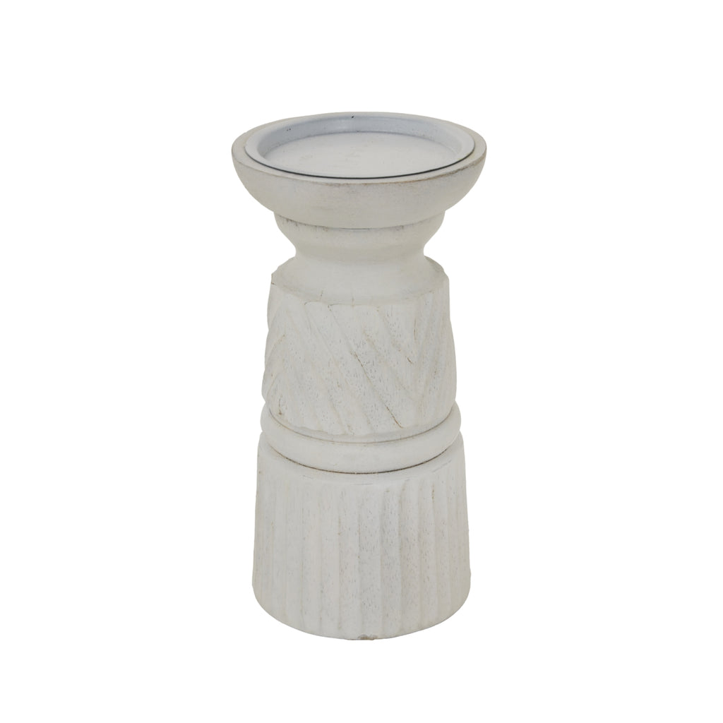 White Carved Candle Holder – alternate view 3
