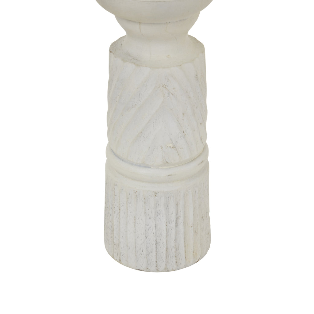Medium White Carved Candle Holder – alternate view 3