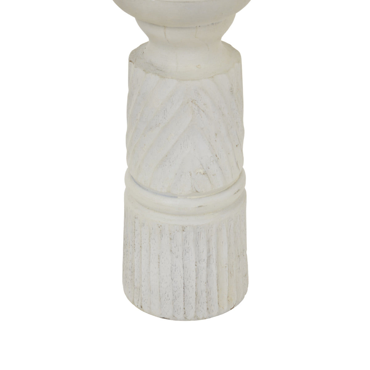 Medium White Carved Candle Holder – alternate view 3