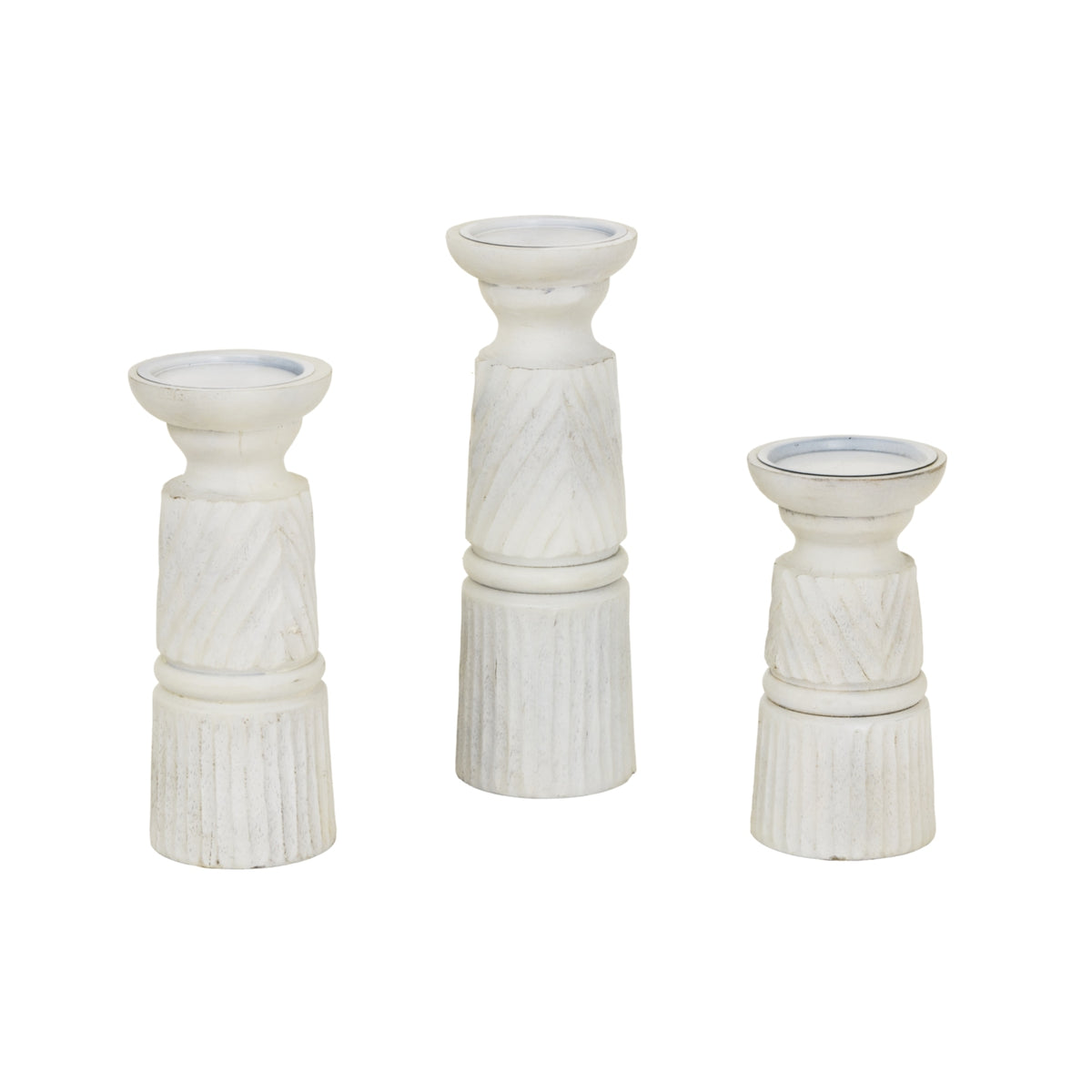 Medium White Carved Candle Holder – alternate view 4