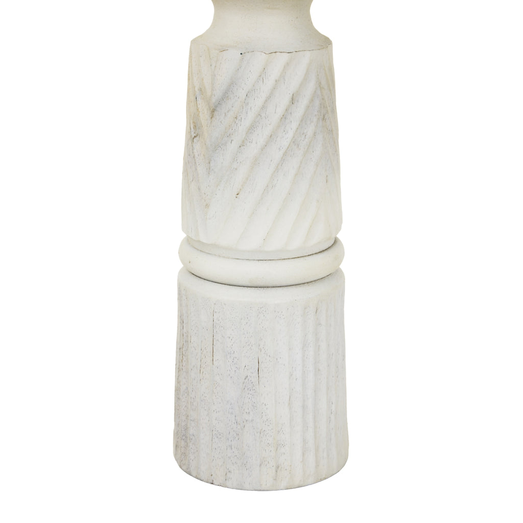 Large White Carved Candle Holder – alternate view 3
